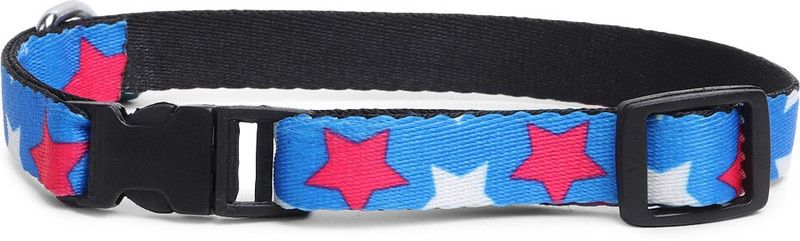 WIGGLE TWIDDLE Blue & White Star Printed Dog Collar Dog Everyday Collar  (Small, Blue White)