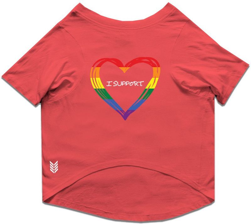 RUSE T-shirt for Dog  (Basic Crew Neck "LGBTQ-2" Printed Half Sleeves /Apparel/Clothes/T-shirt Gift for Dogs.colour-Poppy Red/Medium (Desi/Stray, Doberman etc.))