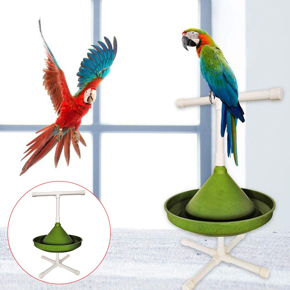 Pet Bird Parrot Multi-function Play Stand Bracket Perch Bath Tub Basin Food Bowl