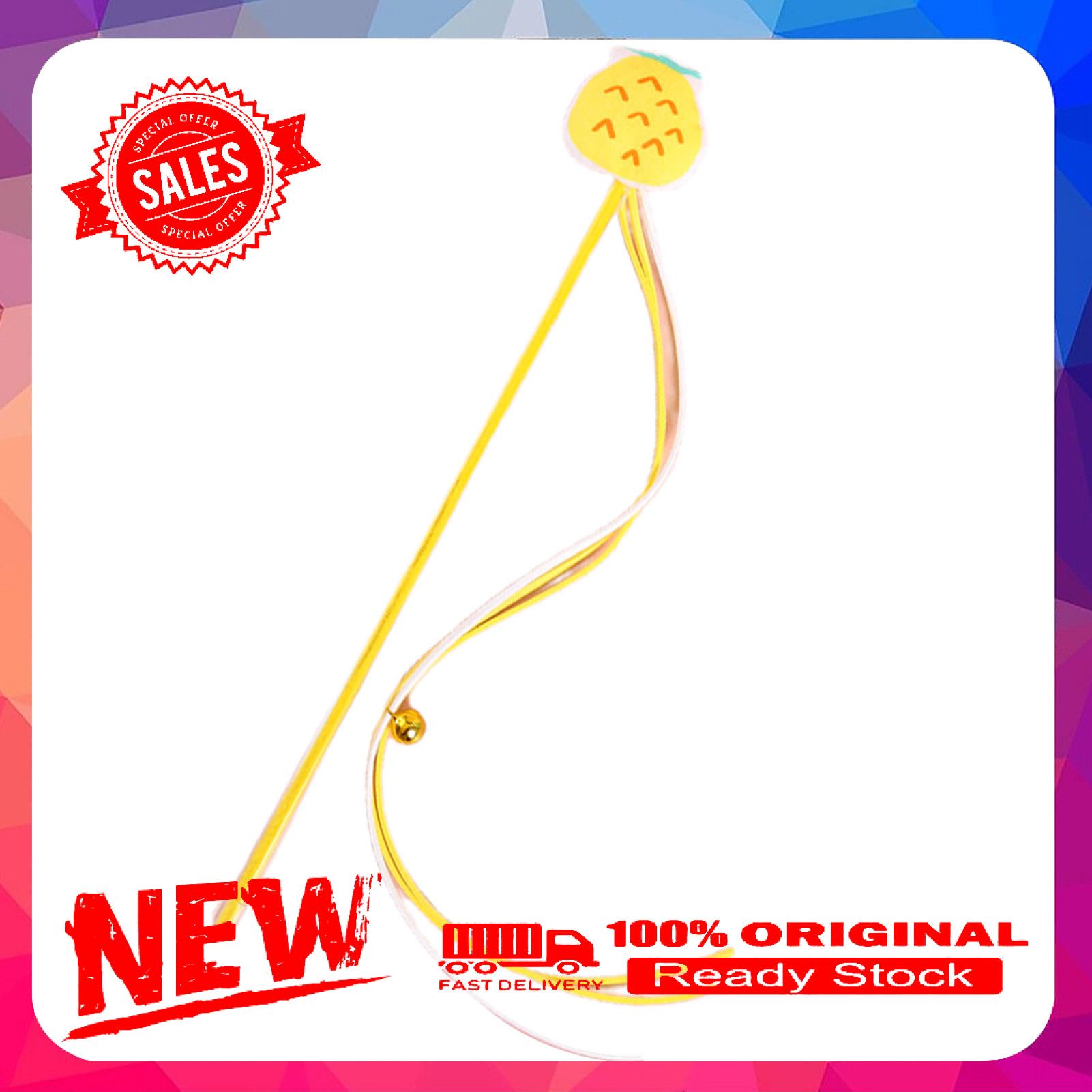 Vist Fox Cats Wand Toy Cartoon Fruit Pattern Pet Interactive Elastic Rod Pet Kitten Teaser Stick Tassel Toys with Bell Cats Supplies