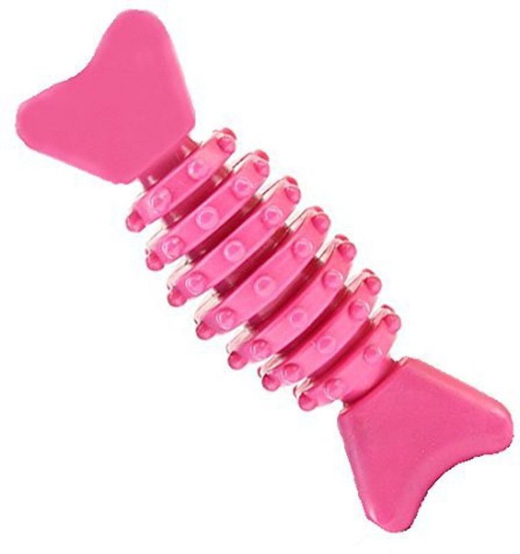 Sage Square High Quality Natural Rubber Bone Shape Toy cum Tug Toy Cum Chew Toy for Dog / Puppy / Cat / Kitten (Pink) Rubber Chew Toy For Dog & Cat