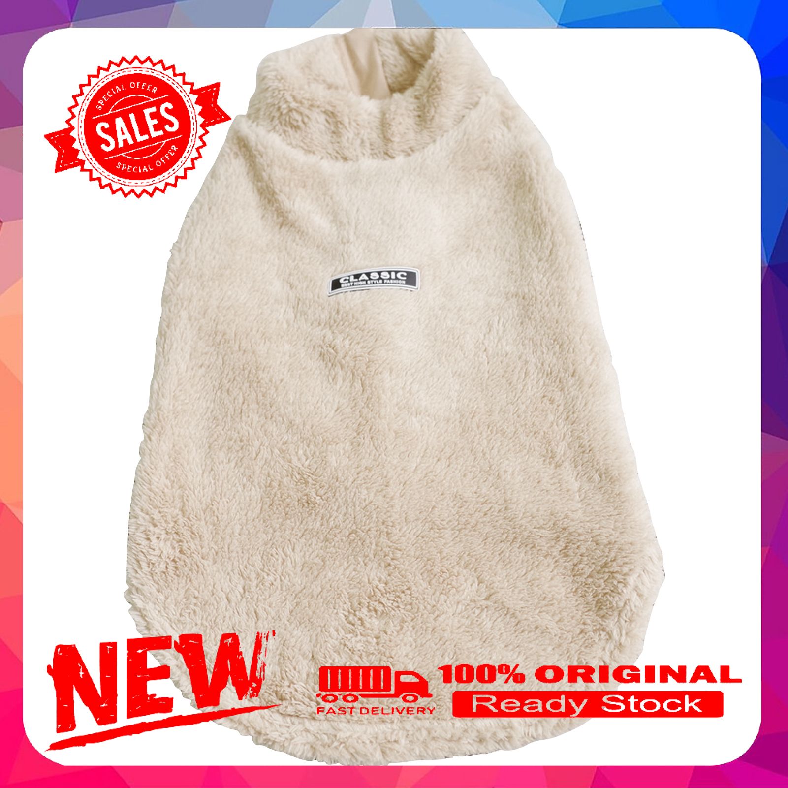 Dog Winter Clothing Easy-wearing Zipper Coral Fleece Solid Color Pet Vest Sweater Puppy Costume