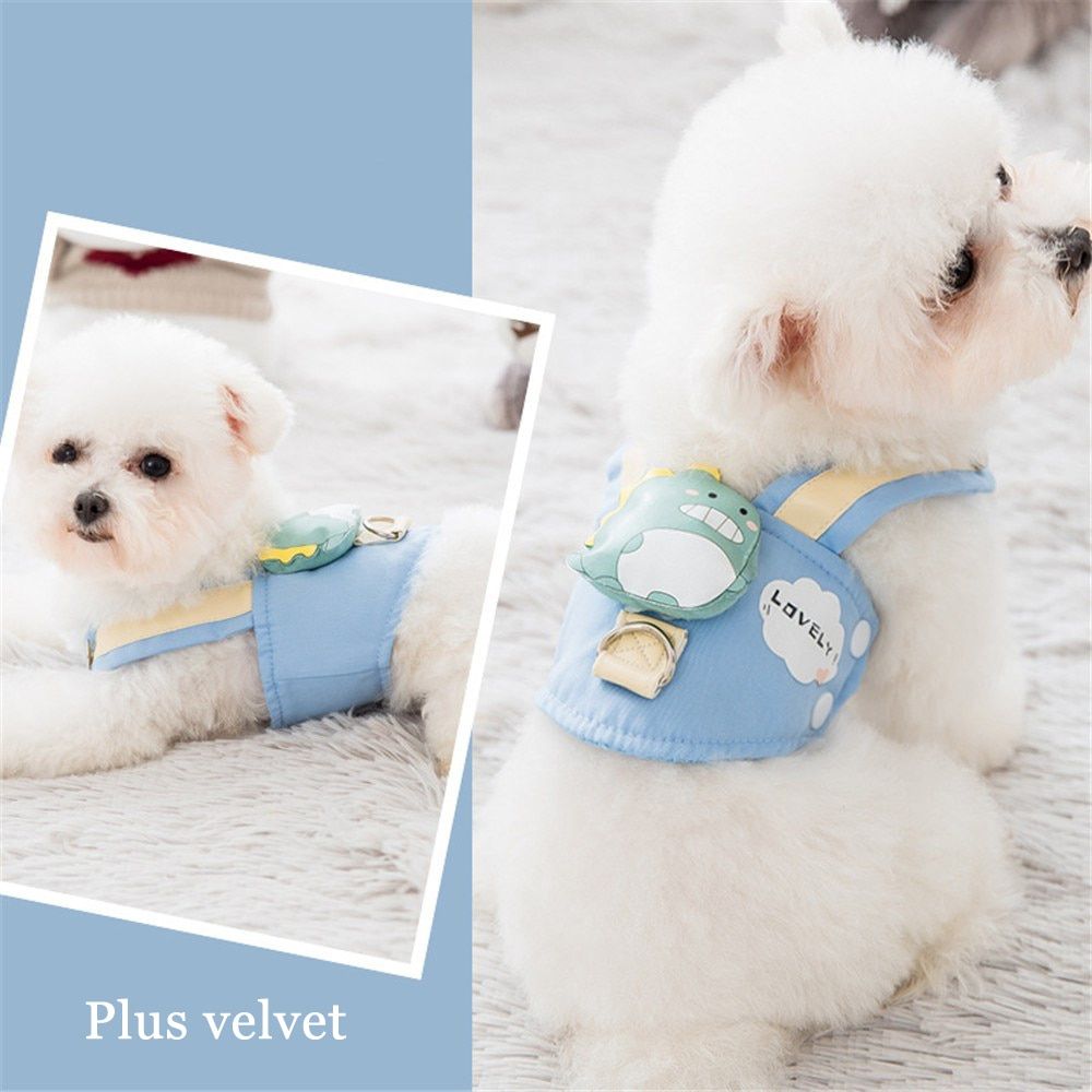 Miflame 2 Pcs  Harmess Small  Collar For Pet Accessories meranian Spitz Cute s Vest+Leash Cartoon Puppy Harness Set