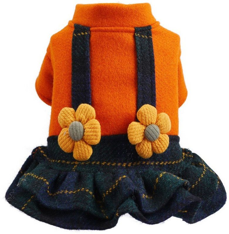 BUSHIKO Dress for Dog, Cat  (Orange, Green)