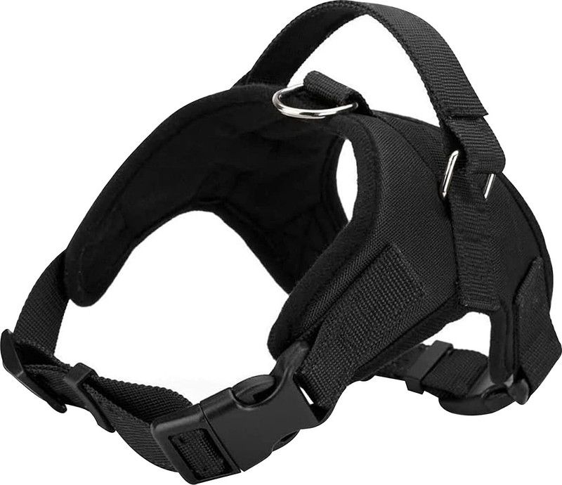 GLOBE OF PETS Lightweight No-Pull, No-Choke Printed Adjustable and Padded Harness for Dogs Dog Standard Harness  (Medium, BLACK)