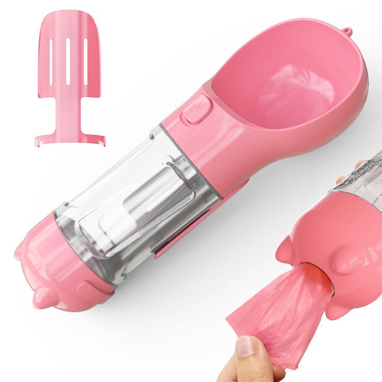 Portable Pet Water Bottle Feeder Drinking Dispenser Bowl With Shovel Plastic Bags Pet Supplies