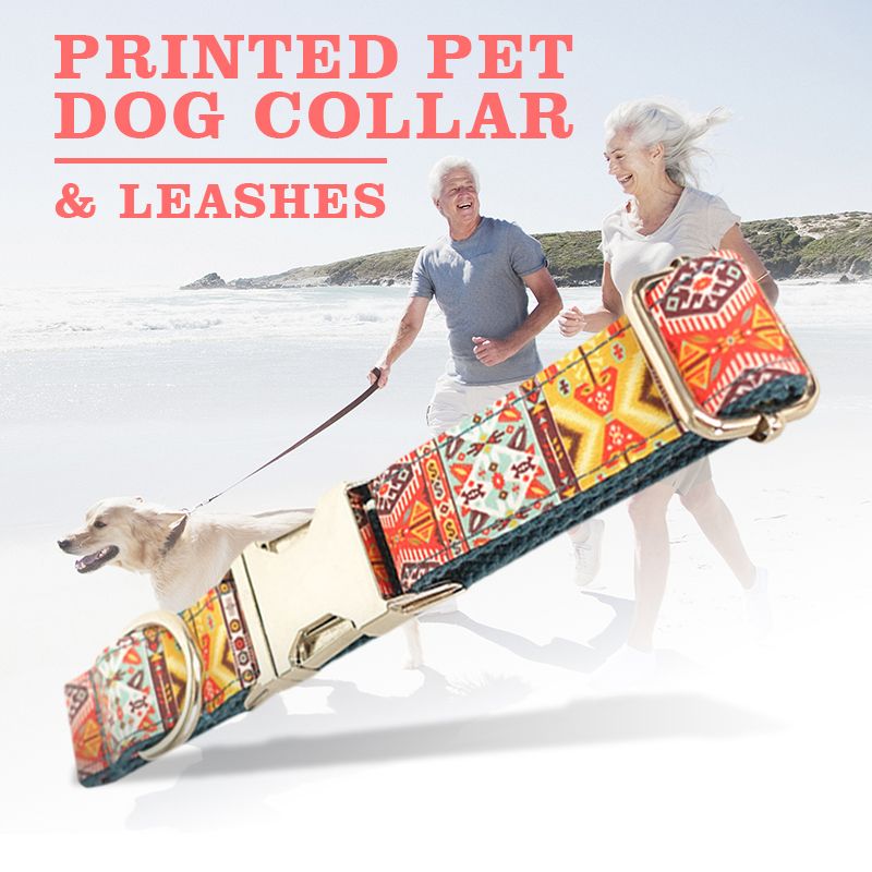 Helpful Fashion Collar Puppy Dog Outdoor Dog Cultured Pattern Necklace Outfits Cotton Printed Set Leashes Pet