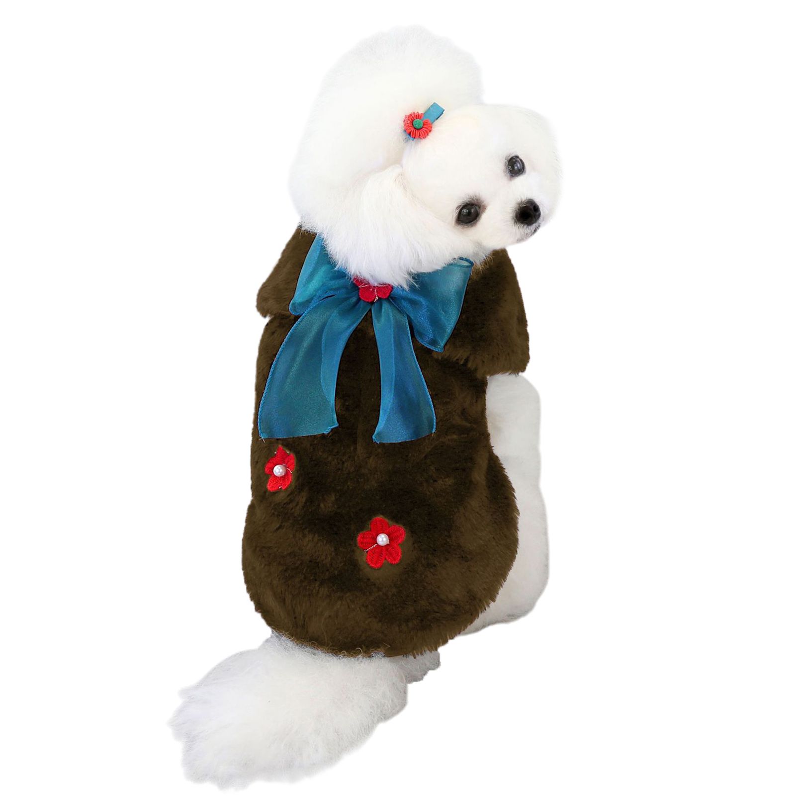 Pet Coat Red Flower Decor Pet Dog Sleeveless Vest Clothes