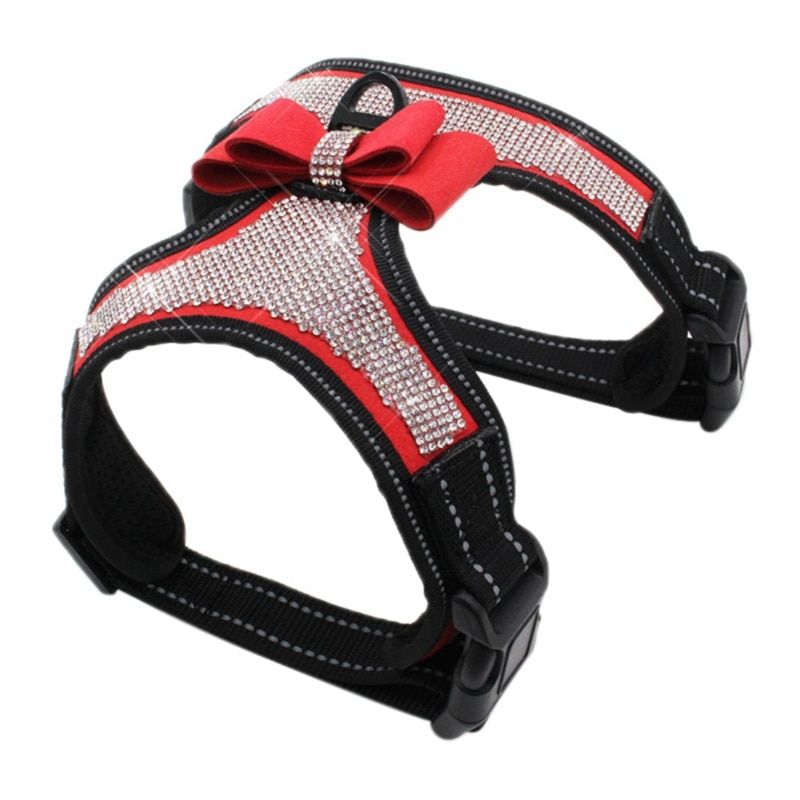Adjustable Puppy Harness Bling rhinestone Pet Puppy  Harness Pet s Safe Travel Supplies For Small Medium Large s