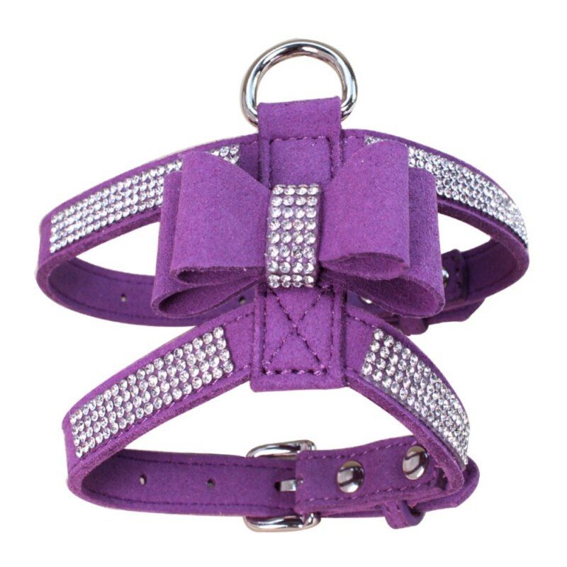 Adjustable  Puppy Harness Bling Rhinestone BowPet Puppy  Harness Pet Safe Travel Accessories For Small Medium Large s