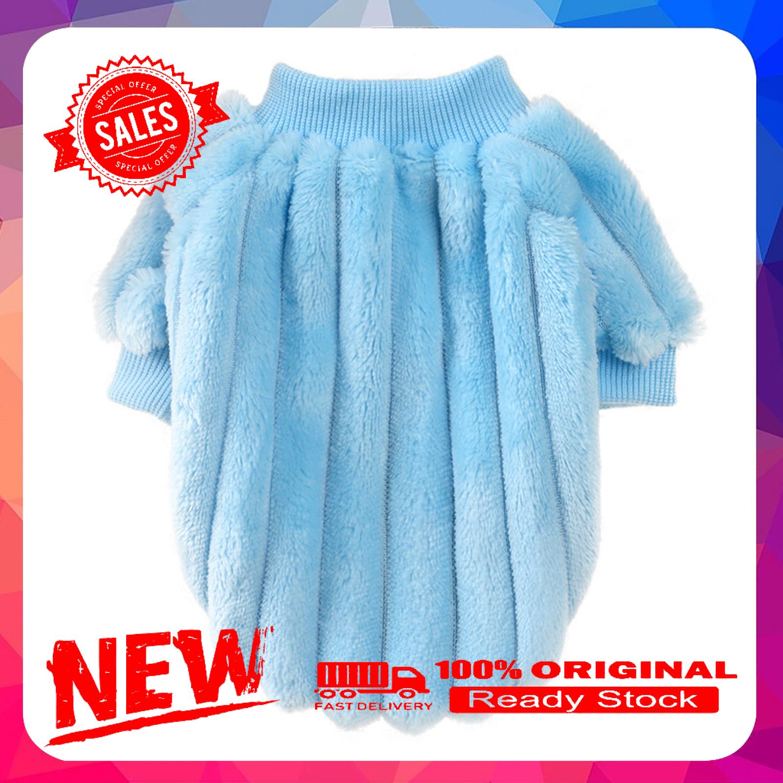 Vist Fox Solid Color Winter Flannel Sweater Casual Stripping Cat Dog Clothing Pet Costume