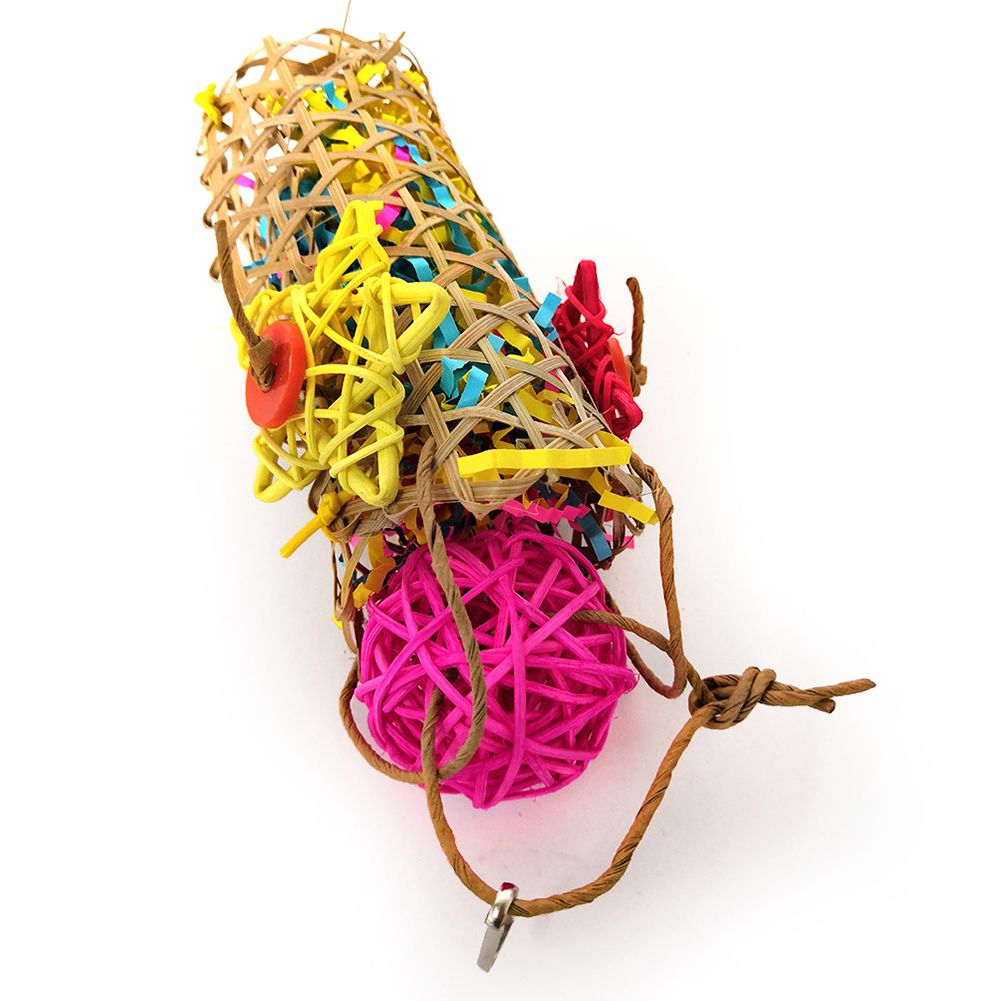 Parrot Bird Bites Climb Pull Toy Hanging Brushed Paper Strip Rope Pet Cage Decor