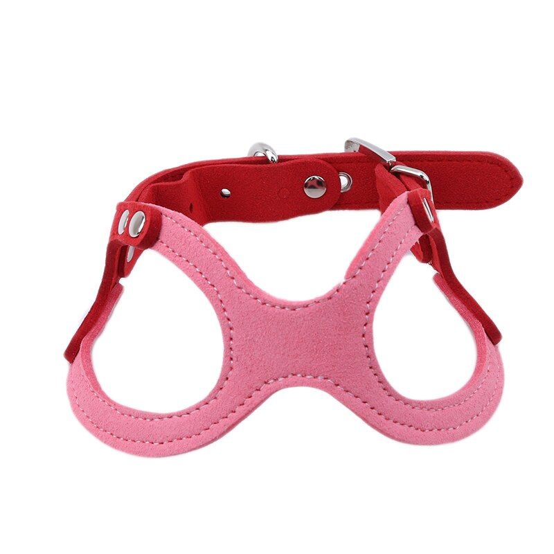 Adjustable Chest Pet Accessories  Chain Soft Suede Leather Puppy Collar -band Leather Harness 3 Sizes Pet Supplies
