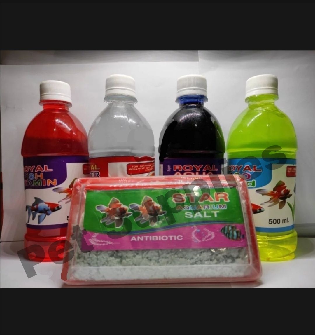 Big Bottle Aquarium water care medicine 5 pcs per set, Aqua blue, Water care, Fish Vitamins & Sea Salt
