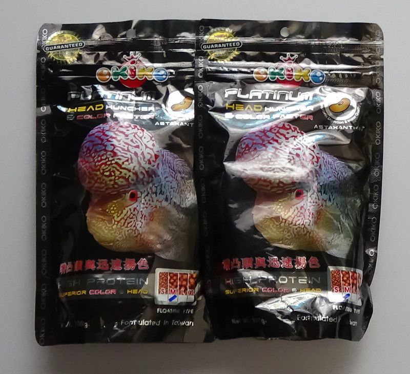 Okiko Platinum Head Huncher and Color Fastener Fish 0.2 kg (2x0.1 kg) Dry Adult, Young Fish Food