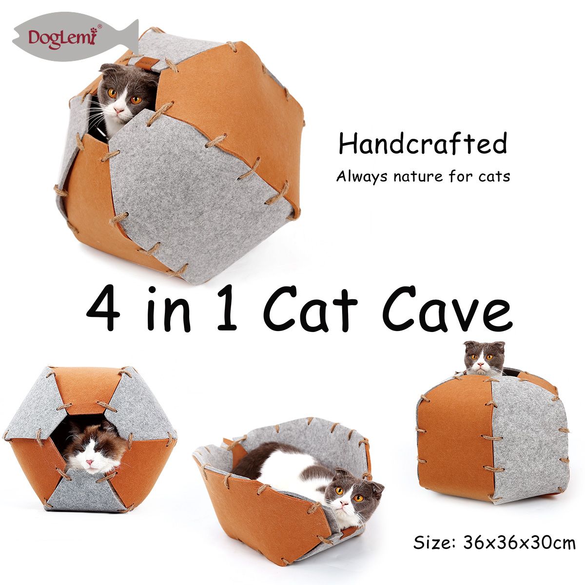 Helpful 4 In 1 Cave Nesting Pet Cat Bed House Multi-function Sleeping Shell Nest Felt Brown