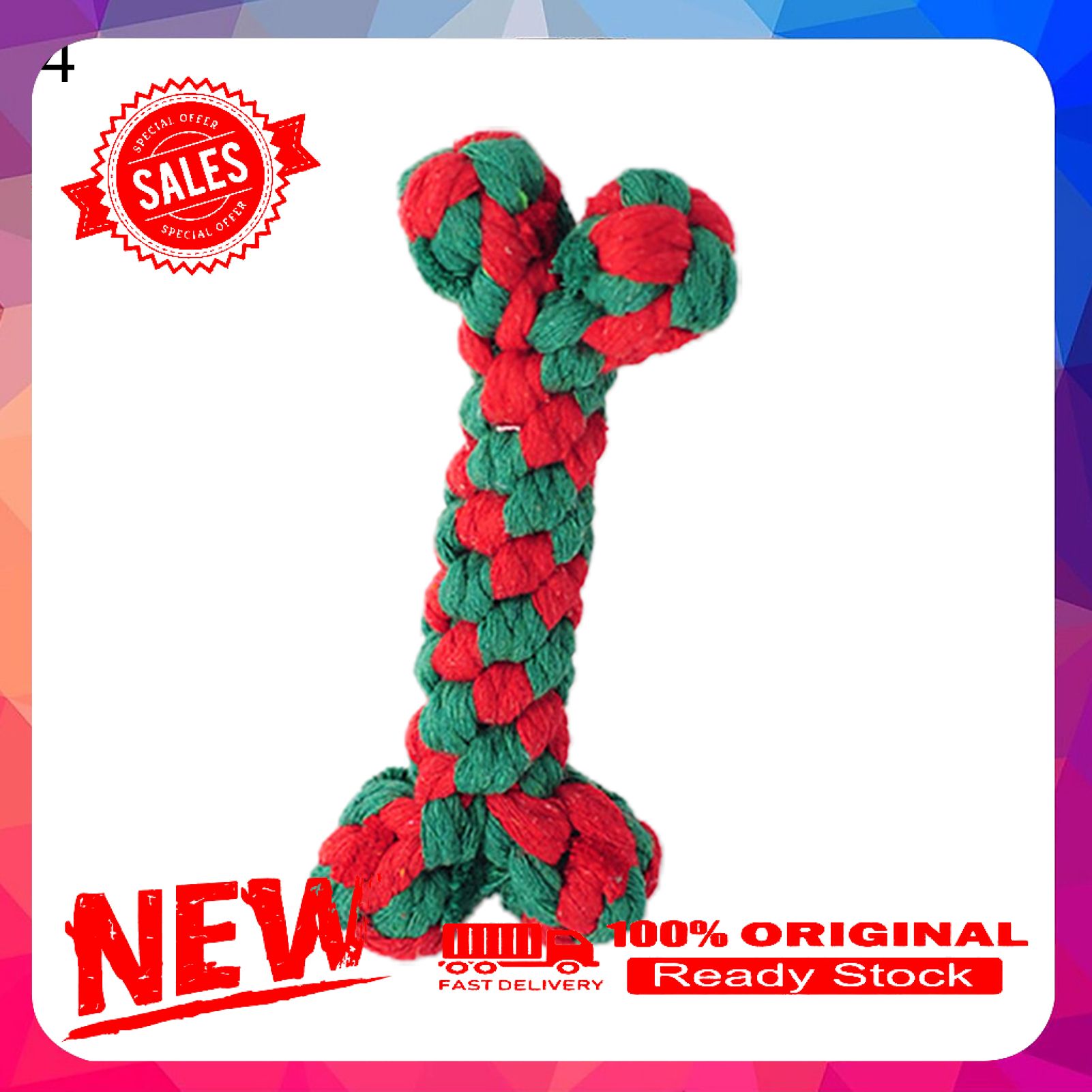 Molar Toy Christmas Series Shape Teeth Cleaning Bite Resistant Pet Cotton Rope Bite Toy Dog Birthday Gift