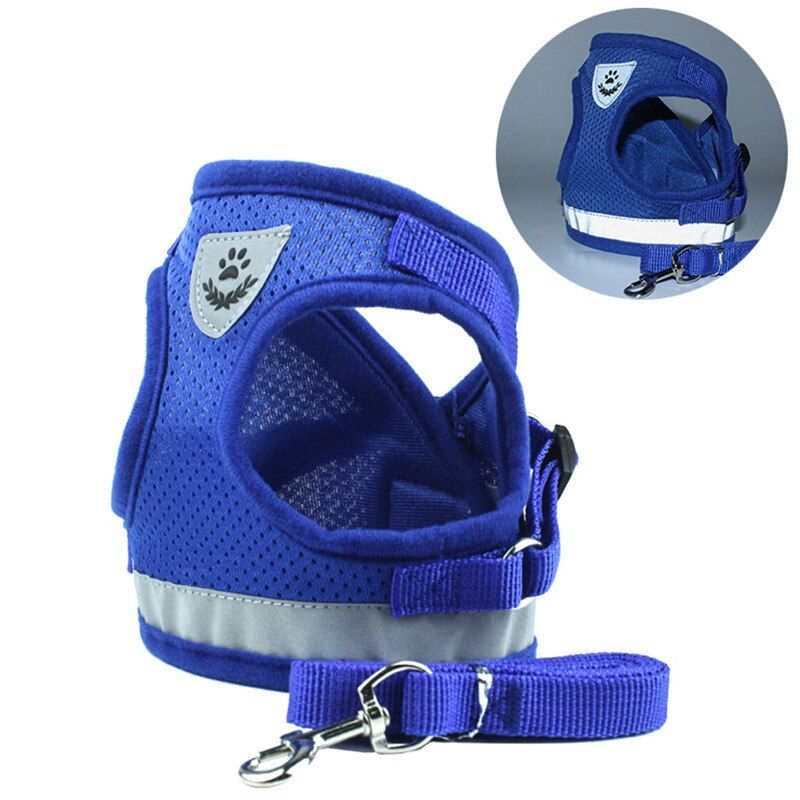 Harness Reflective Puppy Kitten Collars Breathable Mesh Vest Adjustable Small   Vest Harnesses Leash Pug Pet Supplies