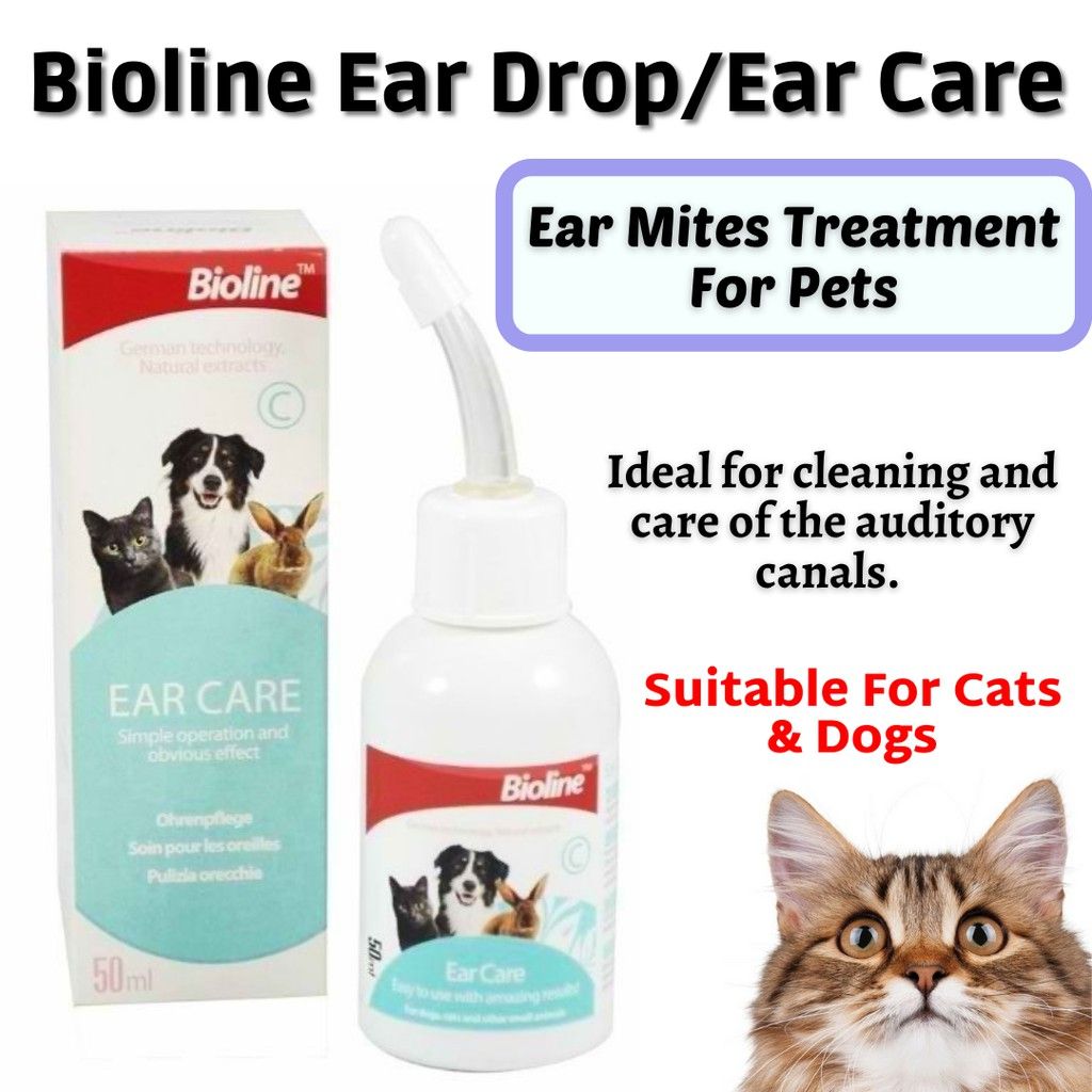 Bioline Ear Drops Ear Cleaner for Pet Dog Cat 50ml