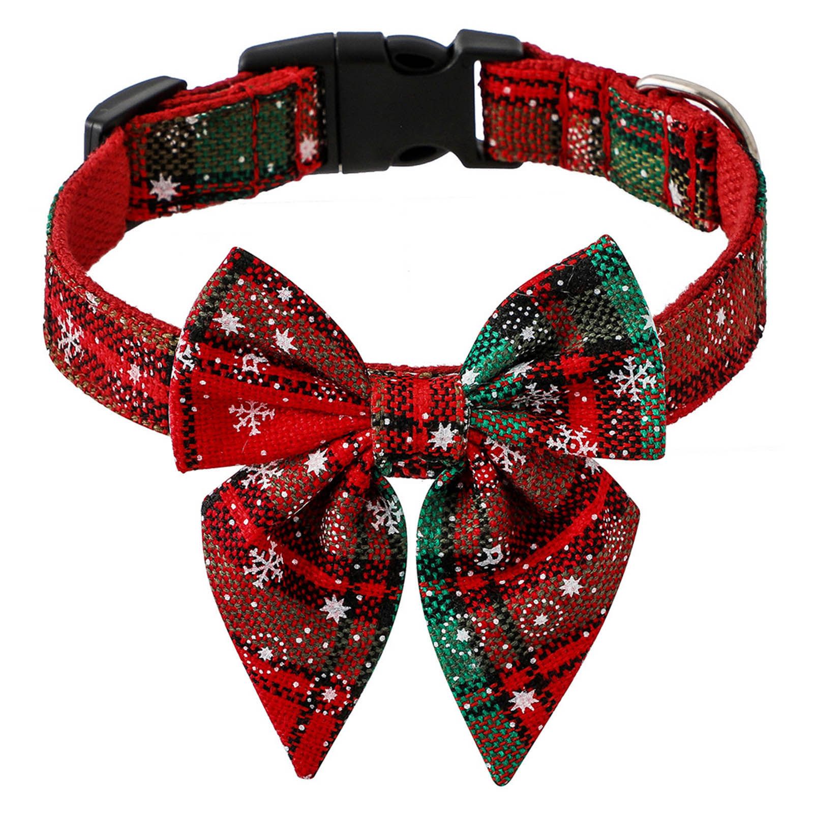 Dog Collar Plaid Pattern Christmas Breakaway Pet Dogs Collars Bowknot