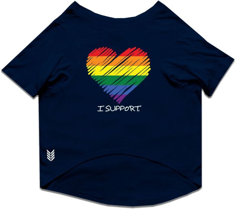 RUSE T-shirt for Dog  (Basic Crew Neck "LGBTQ-1" Printed Half Sleeves /Apparel/Clothes/T-shirt Gift for Dogs.colour-Navy/Large (Retrievers, Labs etc.))