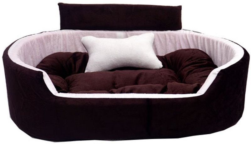 Furry Smile Simple Letest Beds , Sofas & Chair With Collar & Haddi For Dog And Cat XXXL Pet Bed  (Brown & White)