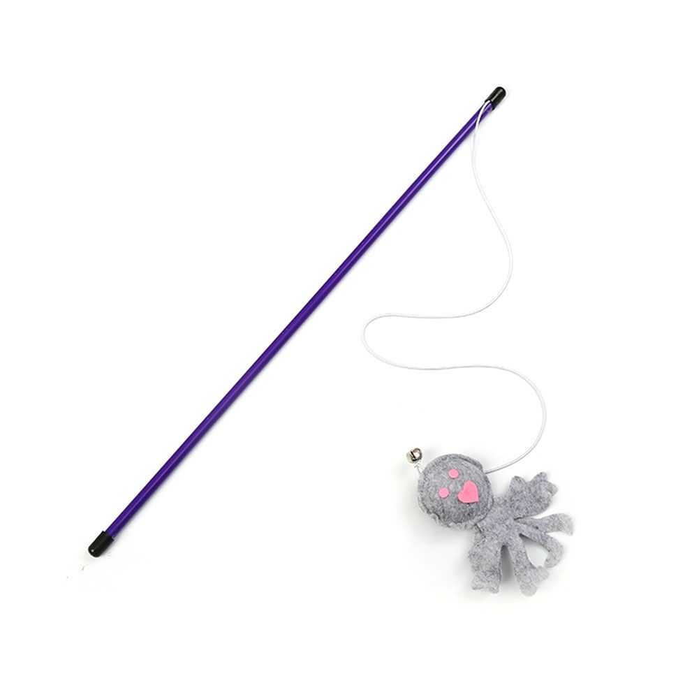 Cute Frog Crab Seahorse Bell Kitten Cat Teaser Stick Wand Interactive Play Toy