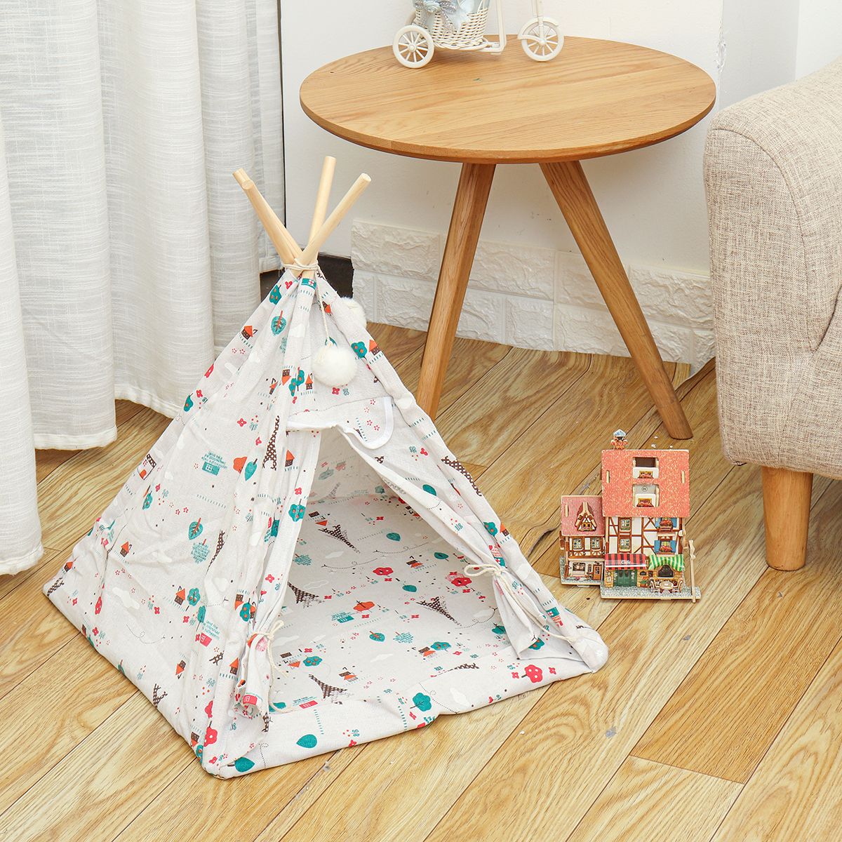 Helpful Portable Pet Teepee Tent Foldable Cat Bed Dog Puppy House Washable