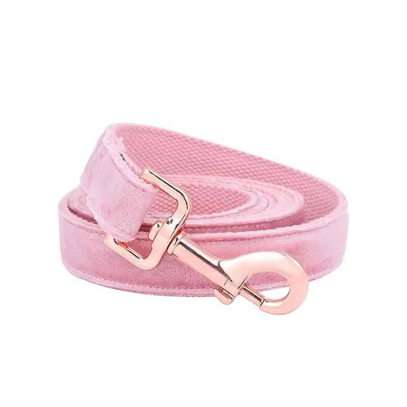 Pink Velvet  Harness Basic  Leash  Adjustable Buckle Cotton Fabric for  or