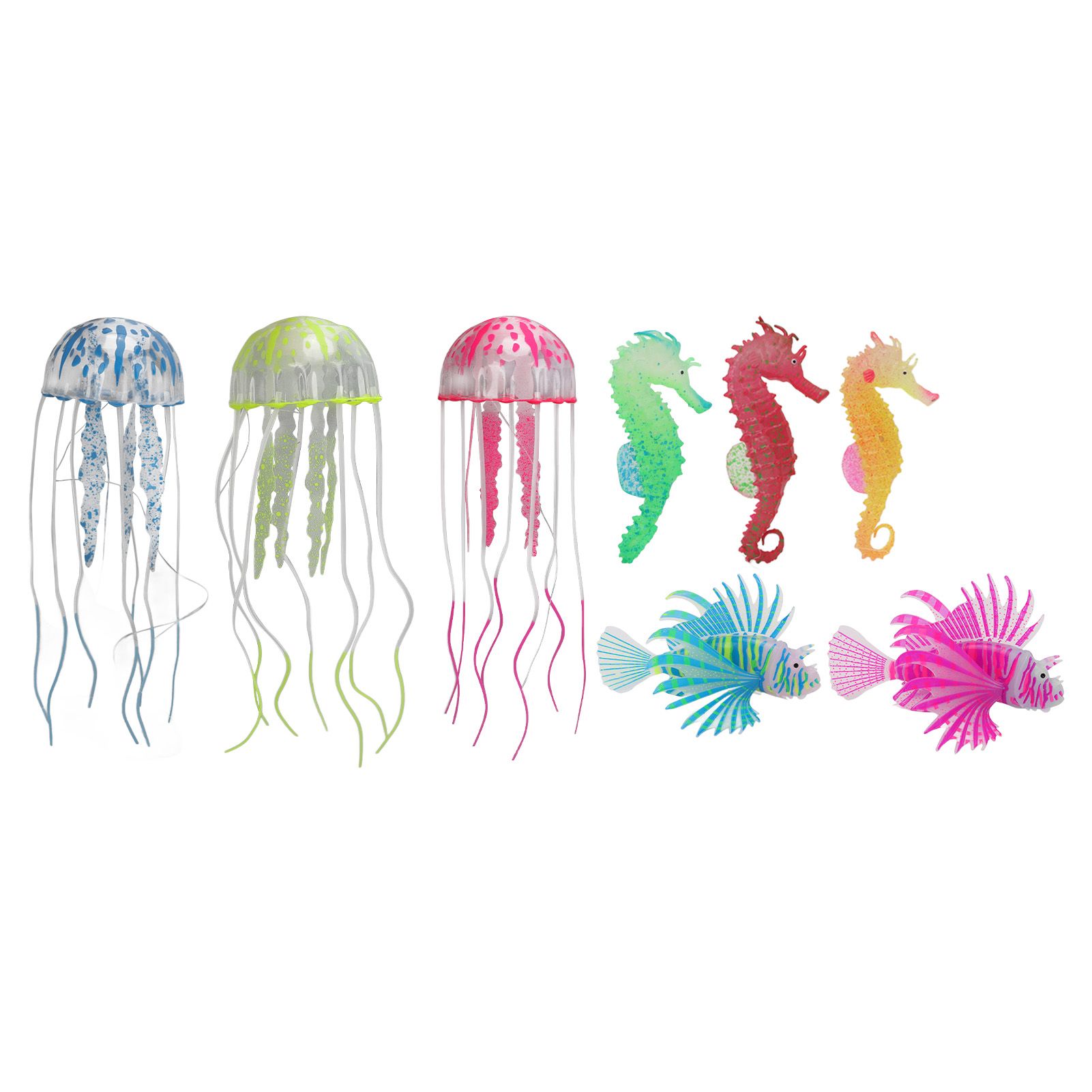 8pcs Luminous Fish Tank Decoration Floating Seahorse Underwater Decor