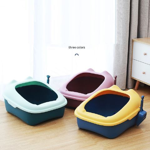 Cat Litter Box Semi-Enclosed Litter Box with Lid Cat Litter Toilet Separate with Cat Litter Scoop