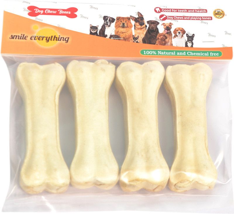 smile everything Dog Chews Bones Rawhide Pressed 4 Inches (Pack Of 4) Chemical Free Chicken, Mutton Dog Chew  (200 g, Pack of 4)