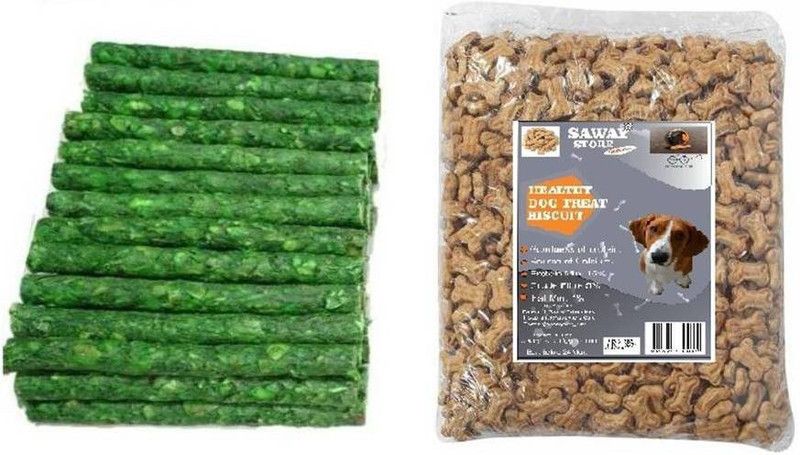 SAWAY Saway Dog Calcium Treats Dog Dry Small Biscuits 1.5kg,Rawhide Mint Munchy Stick (Green) 1.5kg (Pack of 3kg) Mutton, Vegetable 3 kg Dry Adult, New Born, Senior, Young Dog Food