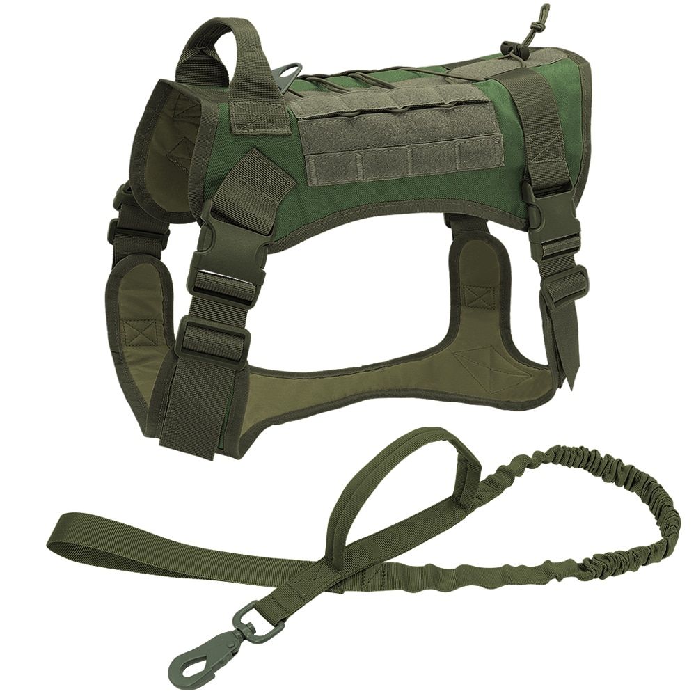Tactical  Harness Vest Military Working  Clothes Harness Leash Set Molle  Vest For Medium Large s German Shepherd