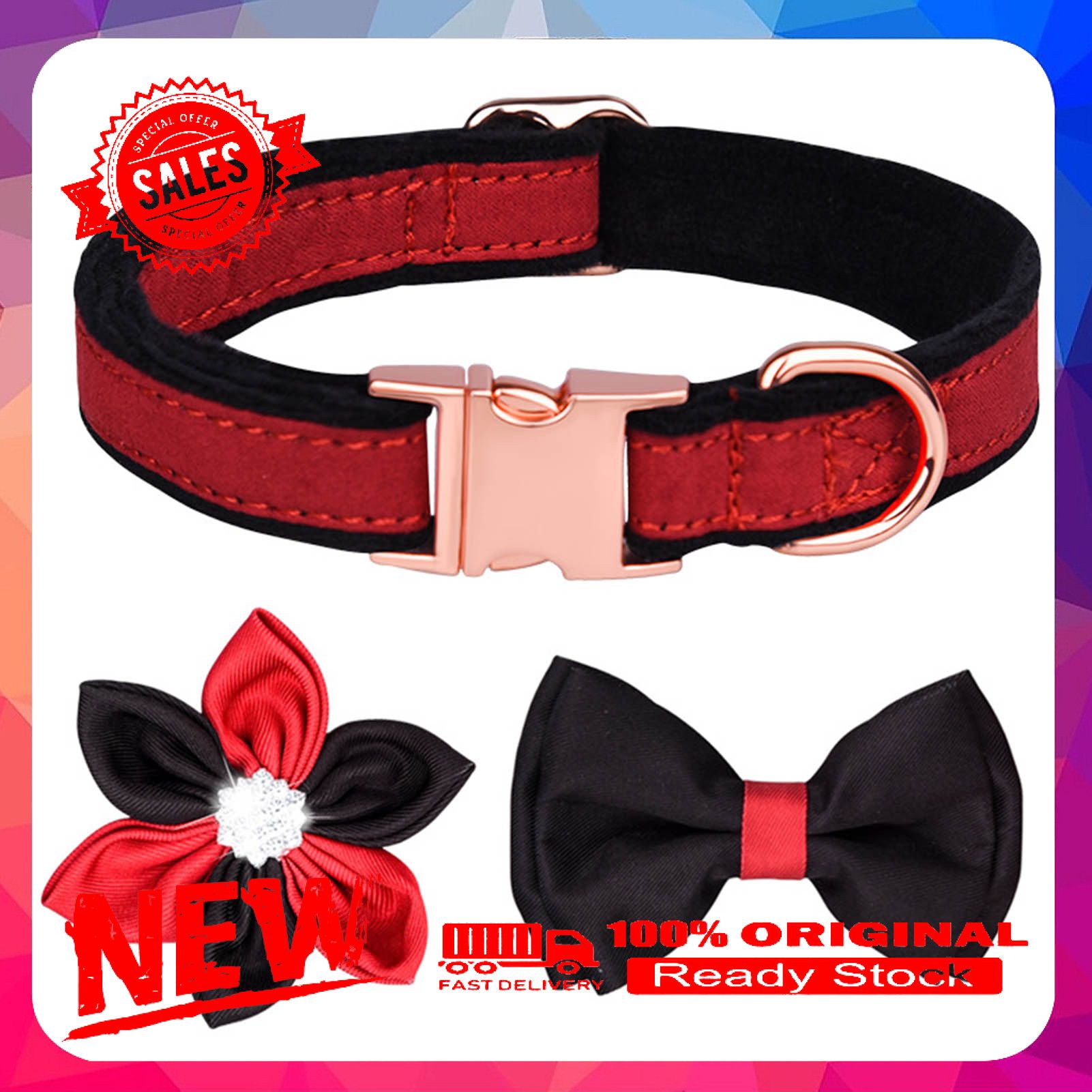 3Pcs/Set Pet Collar Skin Friendly Dress-up Breathable Fashion Pet Dogs Collar with Bowknot Flower Accessories Pet Supplies