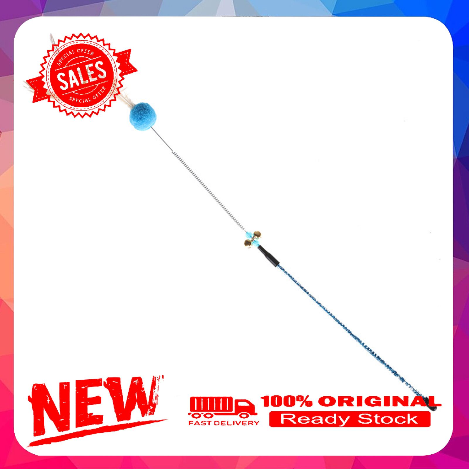 Vist Fox Teaser Stick Feather Plush Ball Design Attractive Plastic Interactive Teaser Cat Toy for Kitten