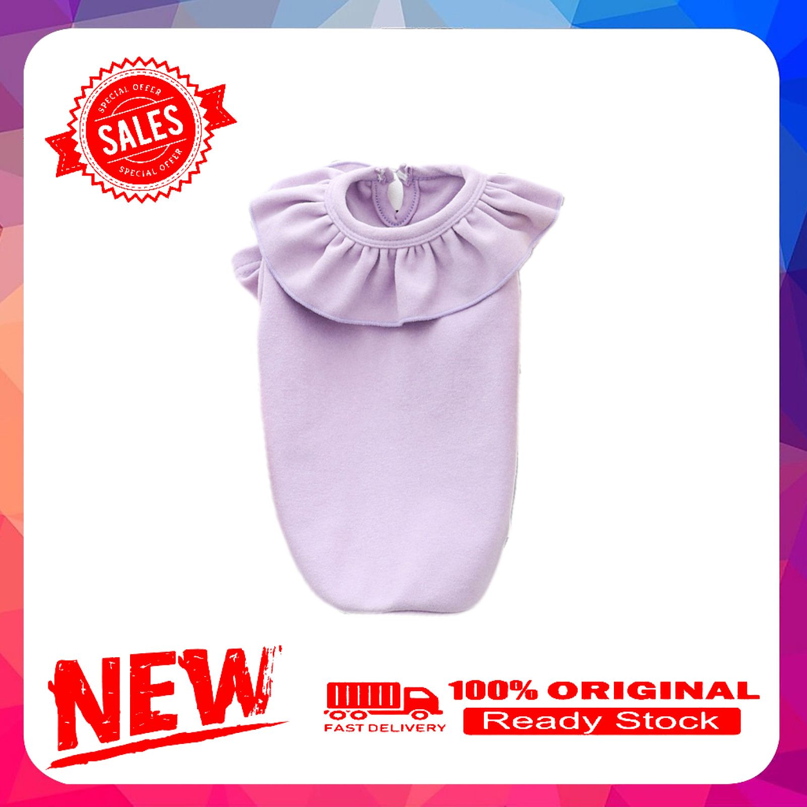 Vist Fox Pet Skirt Solid Color Ruffled Hem Collar Cotton Two-legged Dog Dress for Daily Life