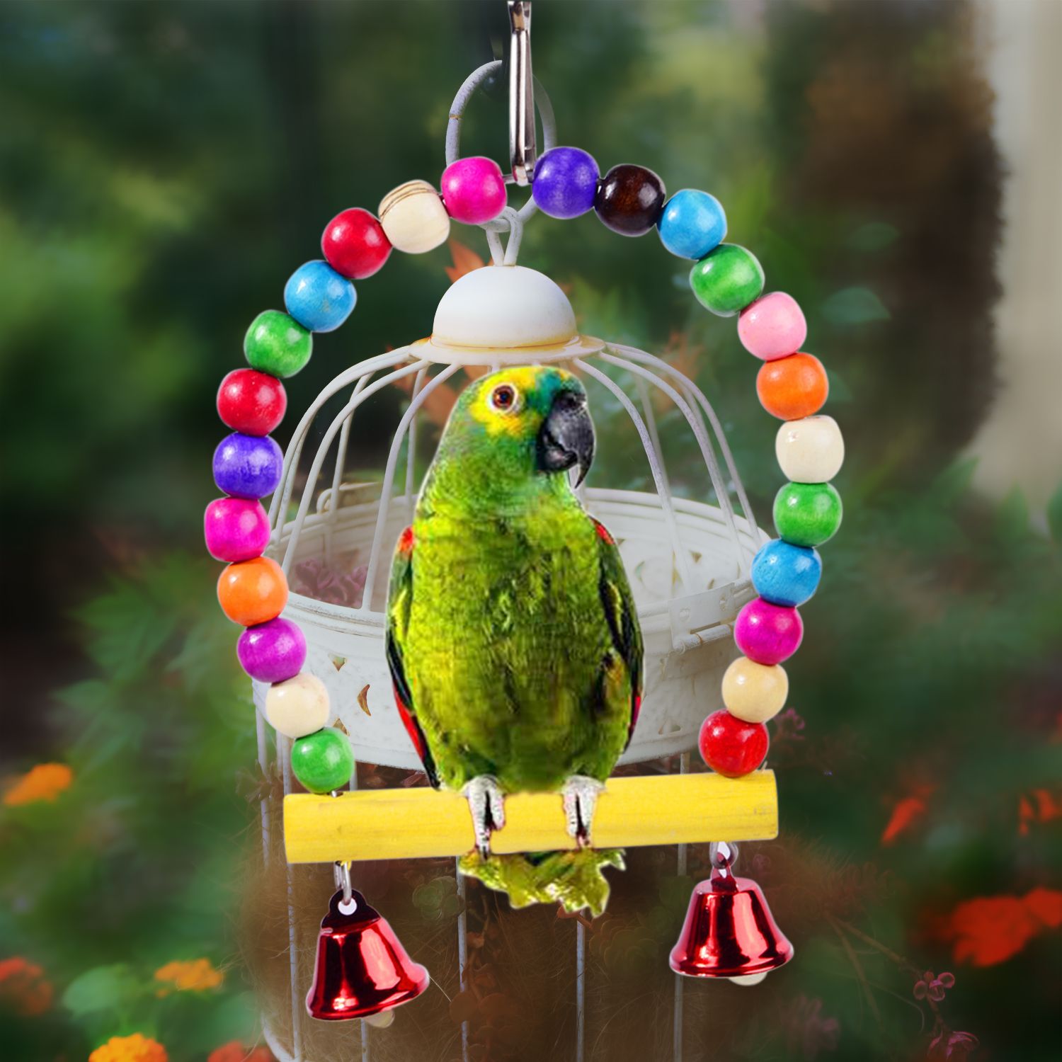 6PCS Bird Swing Chewing Toys Parrots Chewing Hanging Perches with Hammock Bell Toys for Parrot Lorikeets Birds