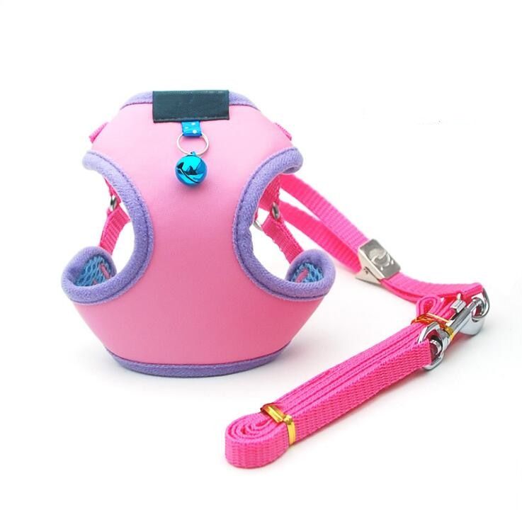Harness Vest Pet Adjustable with Bell ng Lead Leash for Puppy Mesh Harness for Small Medium  Imitated Leather