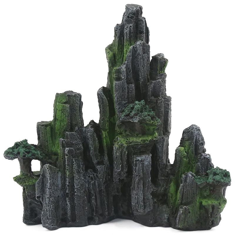 Aquarium Ornament Resin Rockery Artificial Hill Resin Mountain View Rock Decorating Ornament Fish Tank-B