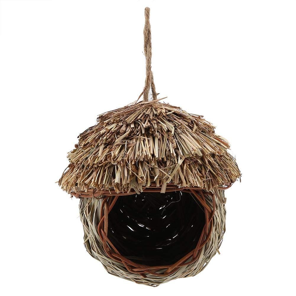 Handmade Woven Straw Pet Parrot Bird Nest House Hut Cave Cage Home Garden Decor