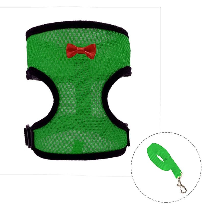 Summer Cool Mesh  Chicken Harness Leash Ss With Bowknot Breathable Safety Small  Puppy Harness Adjustable Chest Strip