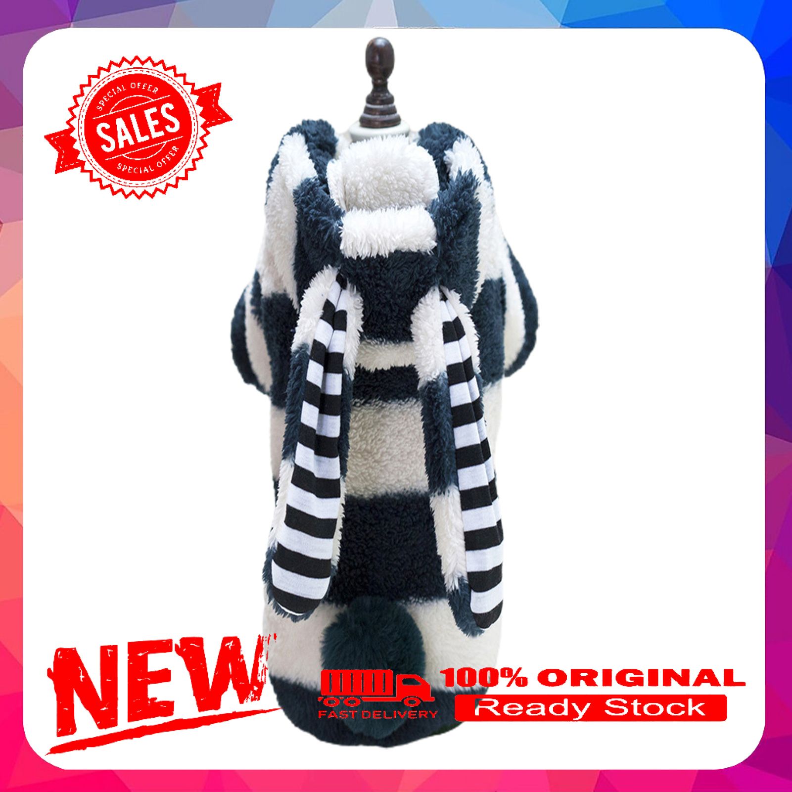 Vist Fox Autumn Winter Pet Color Stitching Dog Clothes Cat Fleece Large Rabbit Ear Hoodie