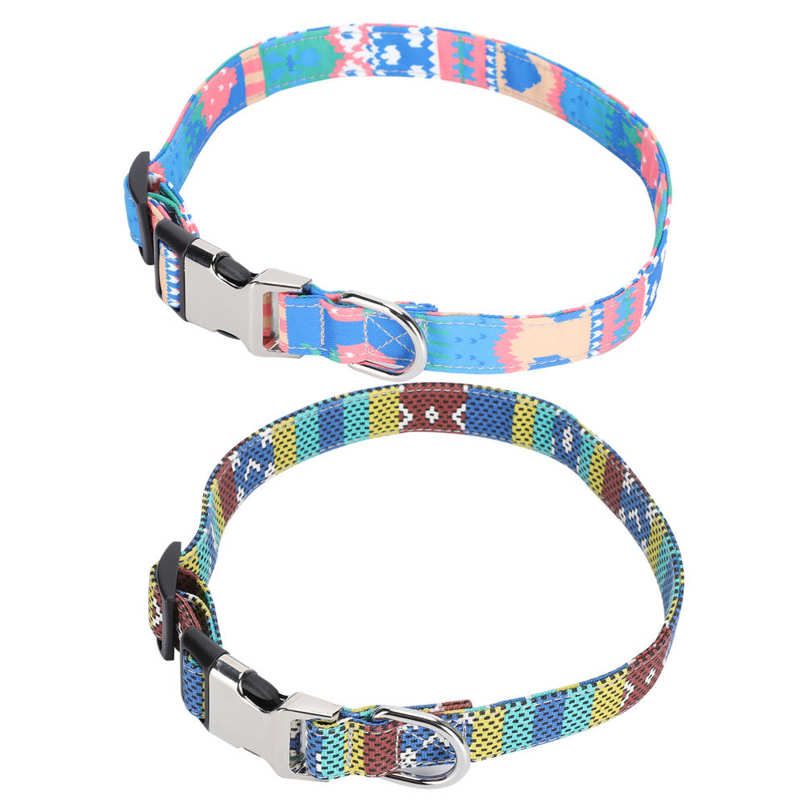 Bohemian Pet Collar Adjustable Dog Cat Colorful with Quick Release Free Engraved Buckle