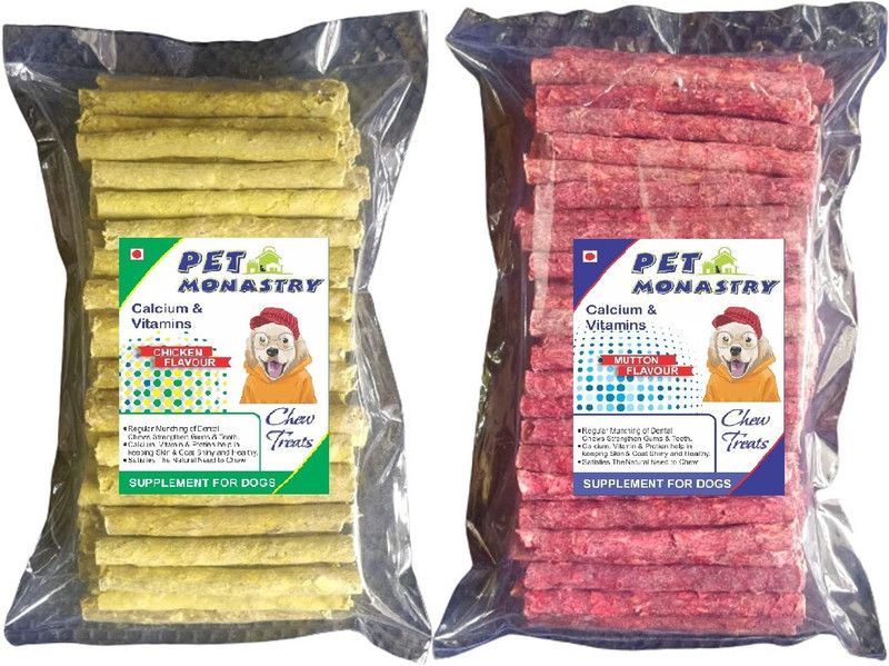 Pet Monastry DOG CHEW STICKS MUNCHY STICKS COMBO OFFER Chicken, Mutton Dog Chew  (2 kg, Pack of 2)