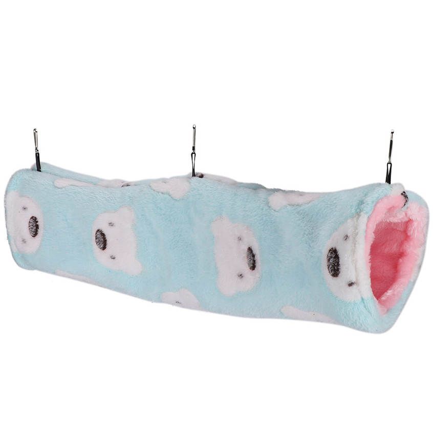 Hamster Hanging Tunnel Cotton Nest Easy to Install Plush Multifunction (Green Little Bear) for Hamsters Squirrels