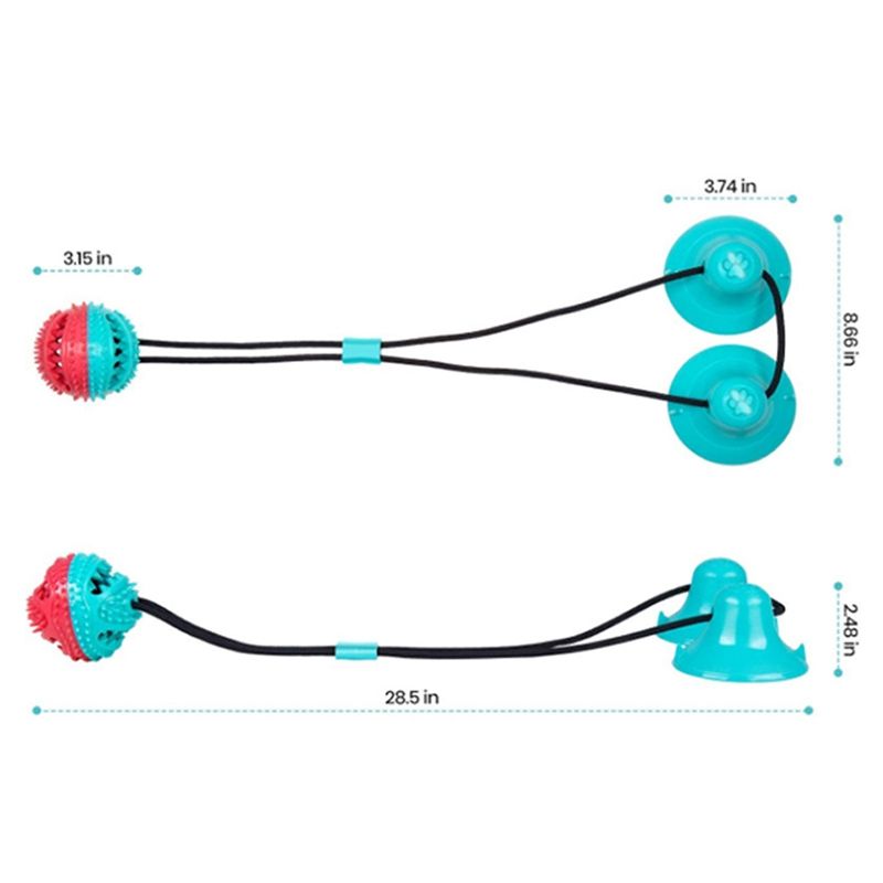 Double Suction Cup Dog Toy Interactive Dog Chew Puzzle Toy with Squeaky Toys Ball for Teeth Cleaning & Food Dispensing
