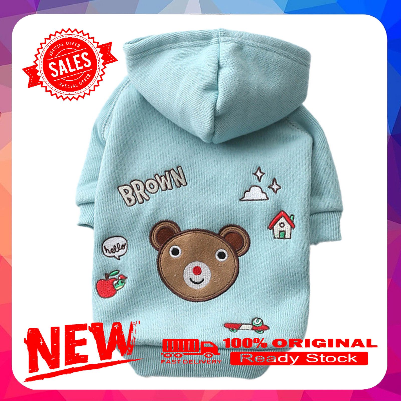 Pet Sweatshirt Bear Pattern Cosplay Two-leg Cute Pet Hoodie Costume for Autumn