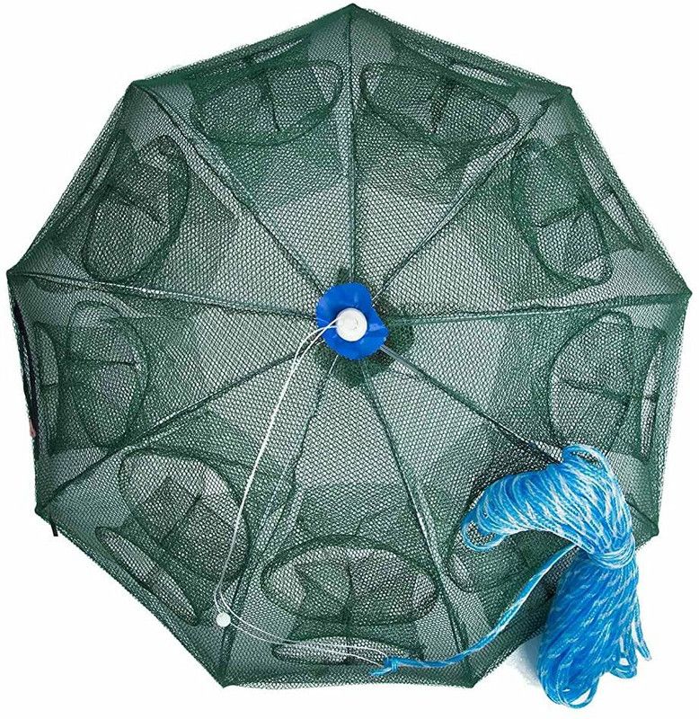 ELEPHANTBOAT 16 Holes Folded Fishing Net with Buoy Ring 6m Rope, Fishing Trap for Catching Aquarium Fish Net  (61.6 cm x 8 cm)