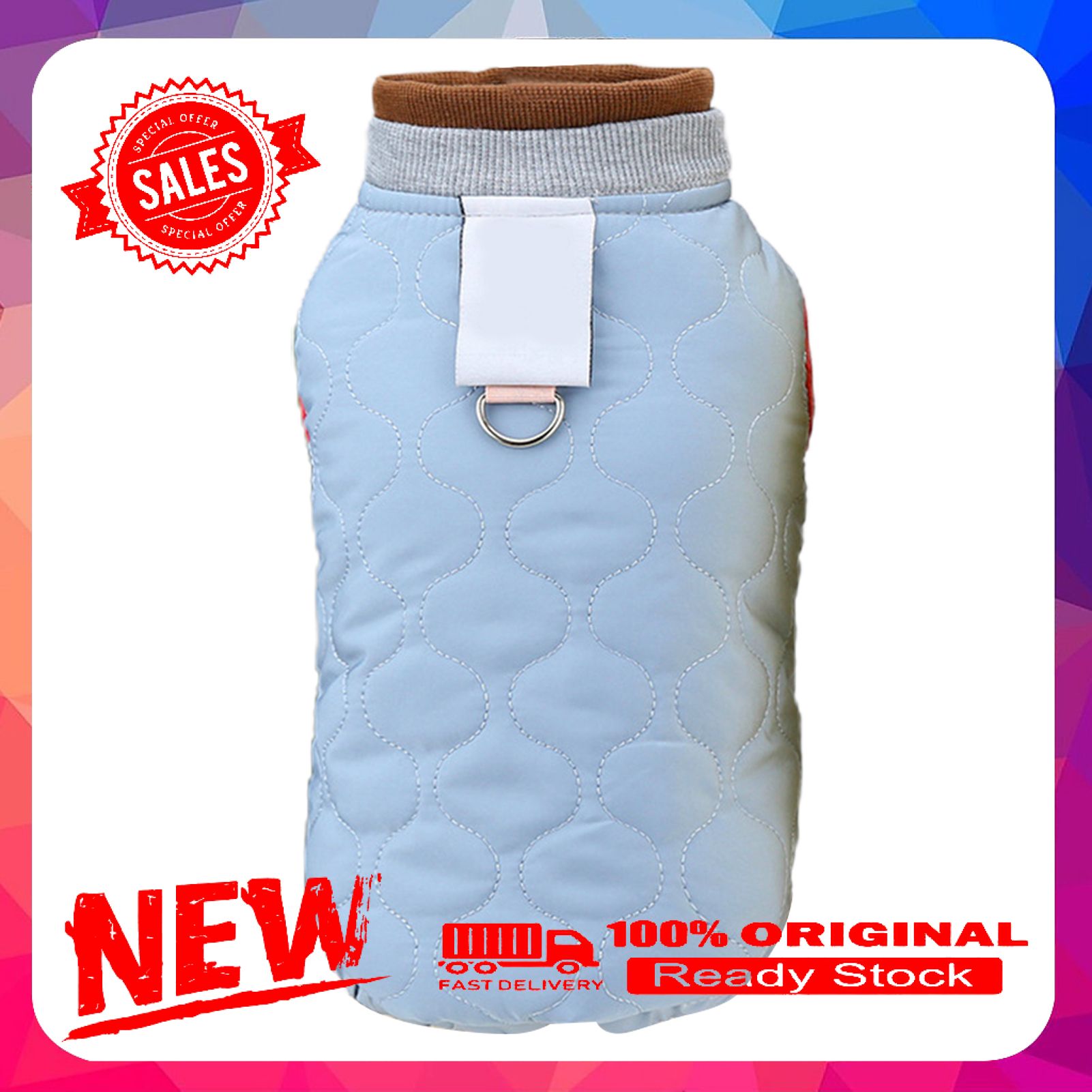 Vist Fox Puppy Jacket with Traction Buckle Solid Color Thickening Pet Dog Two-legged Vest Coat for Autumn